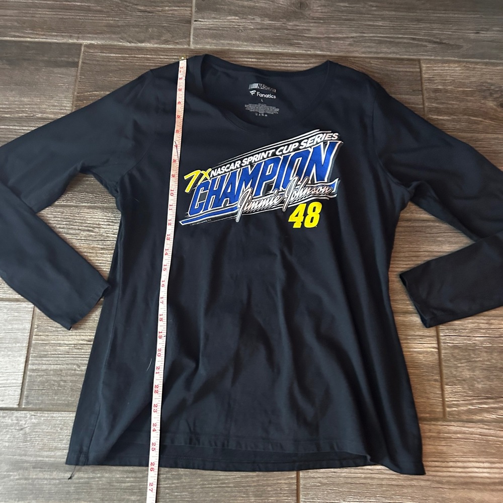 NASCAR Jimmie‎ Johnson 7x Sprint Cup Champion Long Sleeve Black Fanatics Shirt L - Picture 3 of 4